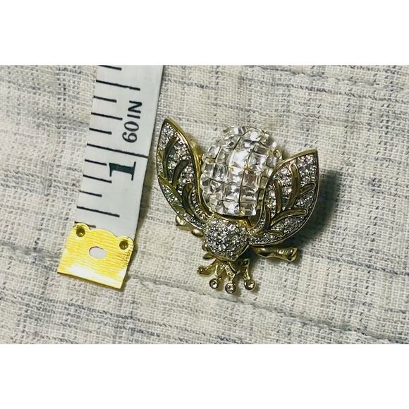 Bee Brooch Pin Gold Tone Rhinestone Insect Jewelry Sparkle Wings Statement Gift - Picture 6 of 6